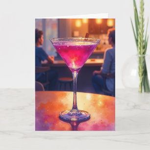 Carte d'anniversaire Cocktail Magenta