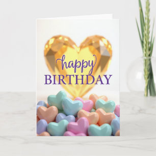 Carte d'anniversaire Cœur Doré Joyeux