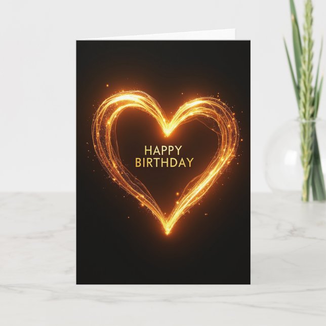 Carte d'anniversaire Cœur Étincelant (Devant)