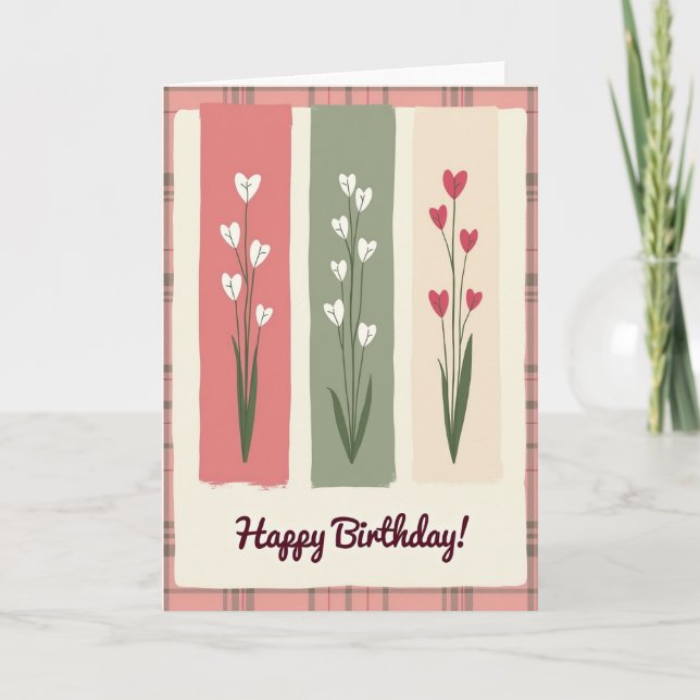 Carte d'anniversaire Cœur floral (Devant)