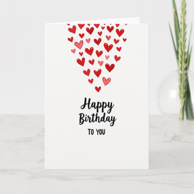 Carte d'anniversaire Cœurs doux (Devant)