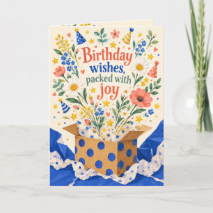 Carte d'anniversaire 'Colis fleuri rempli de joie'