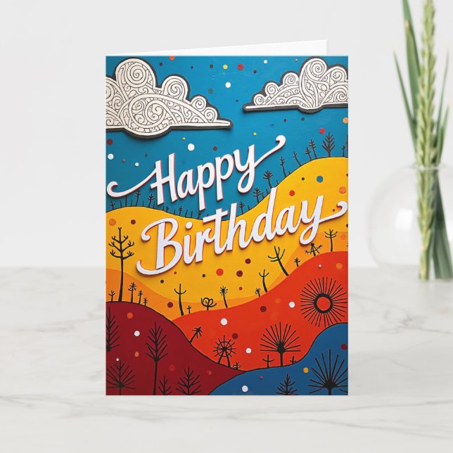Carte d'anniversaire Collines Superposées (Devant)