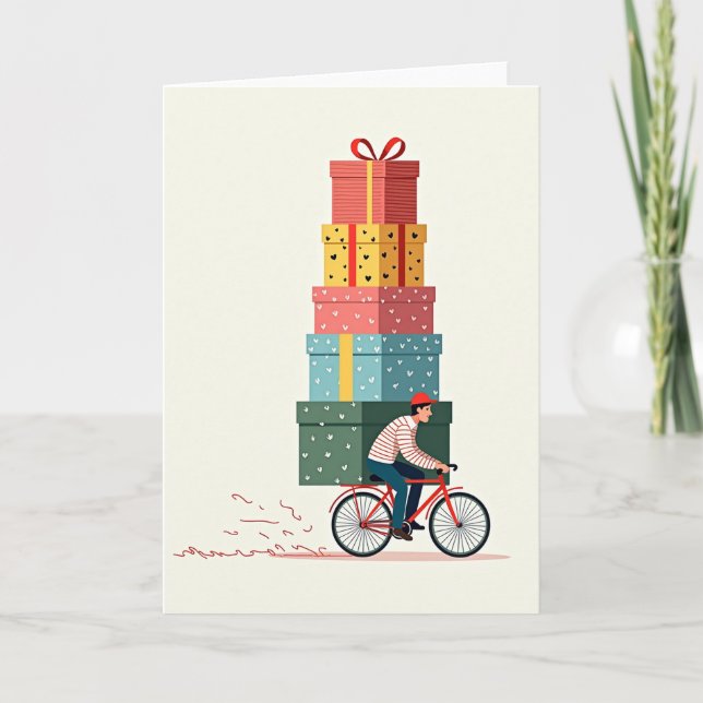 Carte d'anniversaire Coloree avec Colis (Devant)
