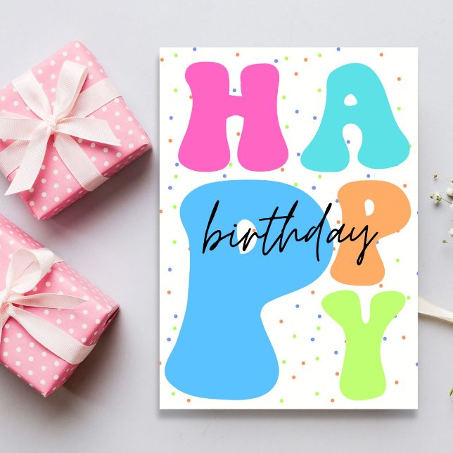 Carte d'anniversaire colorée avec typographie rétr (Créateur téléchargé)