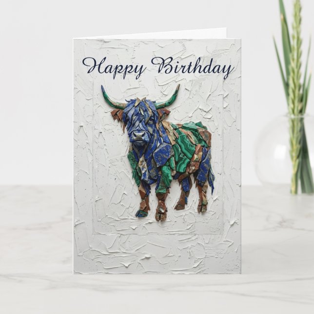 Carte d'anniversaire colorée de vache des Highland (Devant)