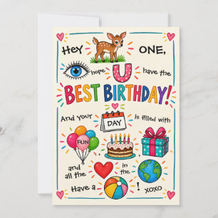 Carte d'anniversaire colorée et amusante