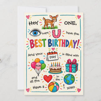 Carte d'anniversaire colorée et amusante