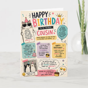 Carte d'anniversaire colorée et amusante pour cous