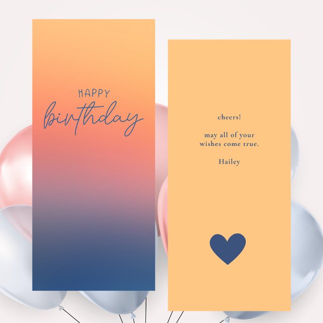 Carte d'anniversaire colorée et branchée Ombre Rai (Flat Greeting Card)