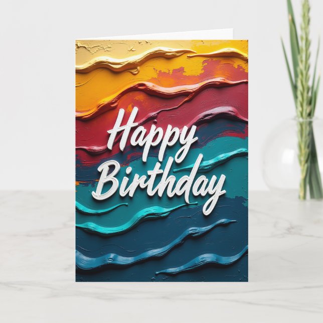 Carte d'anniversaire colorée ondulée (Devant)