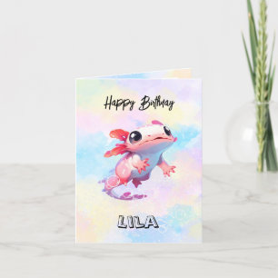 Carte d'anniversaire colorée Rainbow Axolotl