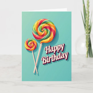 Carte d'anniversaire Colorée Sucette