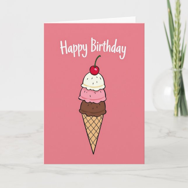 Carte d'anniversaire Cône de Cerise (Devant)