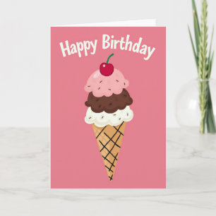 Carte d'anniversaire Cône de Dessert Sucré