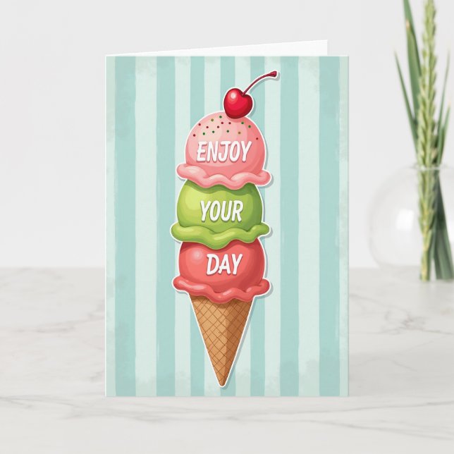 Carte d'anniversaire cône de glace sucré (Devant)