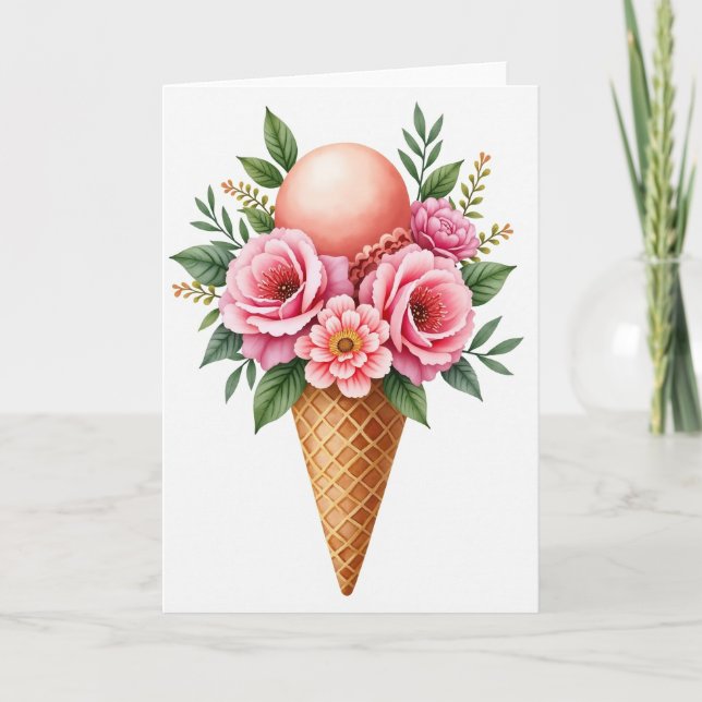 Carte d'anniversaire Cône Floral (Devant)