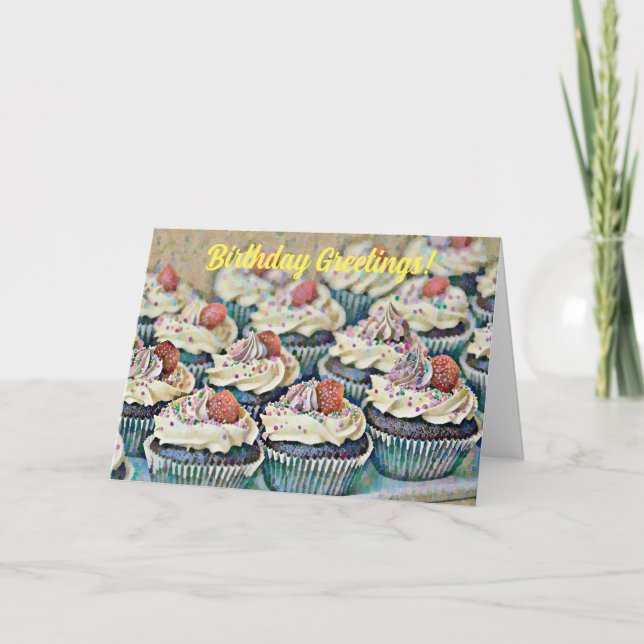 Carte d'anniversaire Confetti Art Cupcakes (Devant)