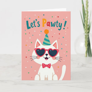 Carte d'anniversaire Confetti Chat de Fête