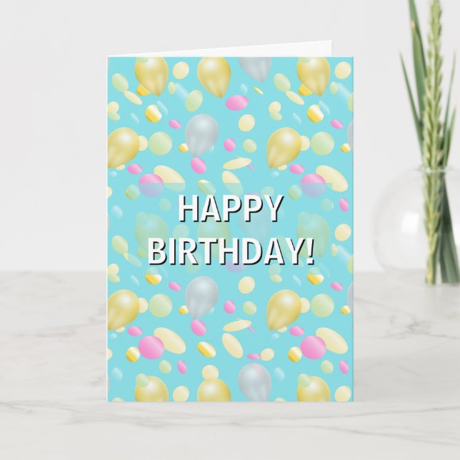Carte d'anniversaire Confetti et ballons colorés (Devant)