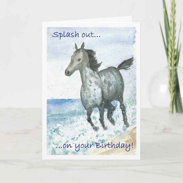 Carte d'anniversaire - Connemara Pony sur la plage (Devant)