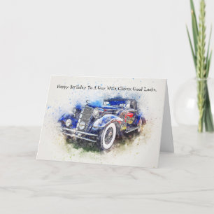 Carte d'Anniversaire Convertible Classic Car Guy