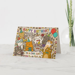Carte d'anniversaire Cool Cat