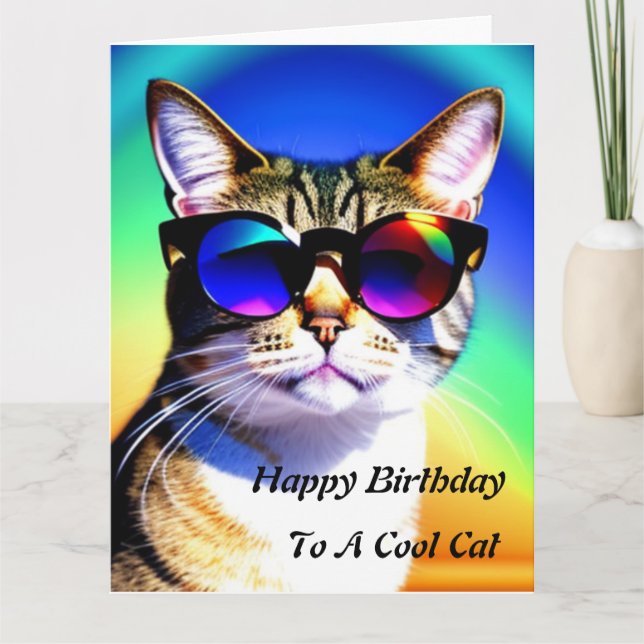 Carte d'anniversaire Cool Cat (Devant)