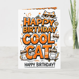 Carte d'anniversaire Cool Cat avec des lunettes de
