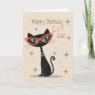Carte d'anniversaire Cool Cat   Mid-Cen drôle