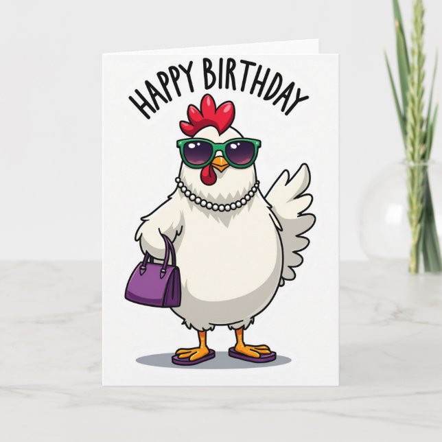 Carte d'anniversaire Cool Chicken (Devant)