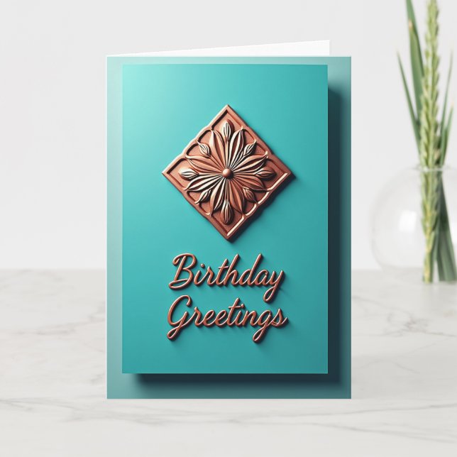 Carte d'anniversaire Copper Script (Devant)