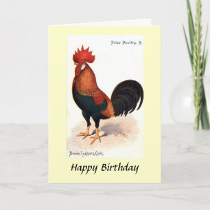 Carte d'anniversaire - Coq Leghorn Brown