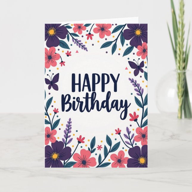 Carte d'anniversaire Corail Prune (Devant)