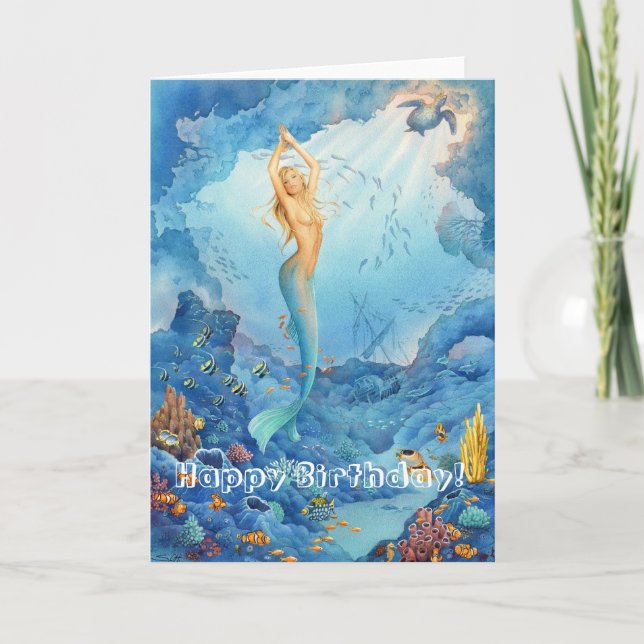 Carte d'anniversaire "Coral Mermaid" (Devant)