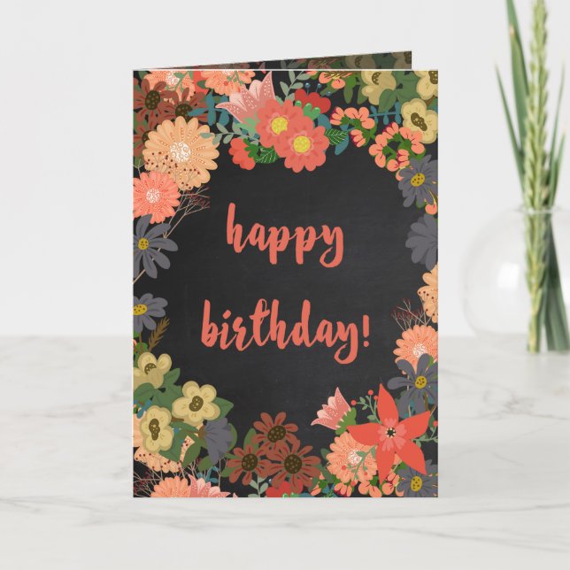 Carte d'anniversaire Coral, Or et Gris (Devant)