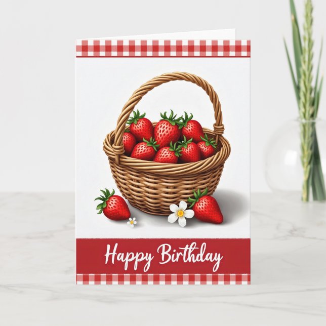 Carte d'anniversaire Corbeille Rustique (Devant)
