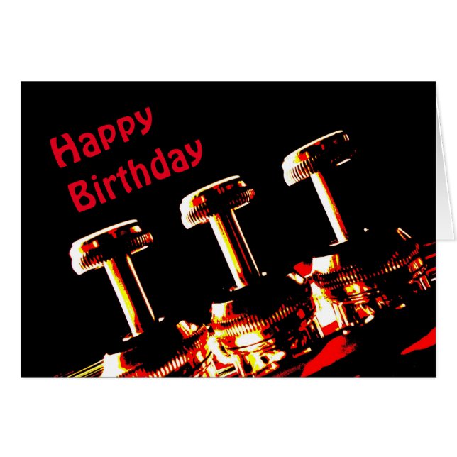 Carte d'anniversaire Cornet Valves (Devant horizontal)