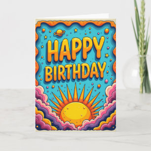 Carte d'anniversaire cosmique vibrante