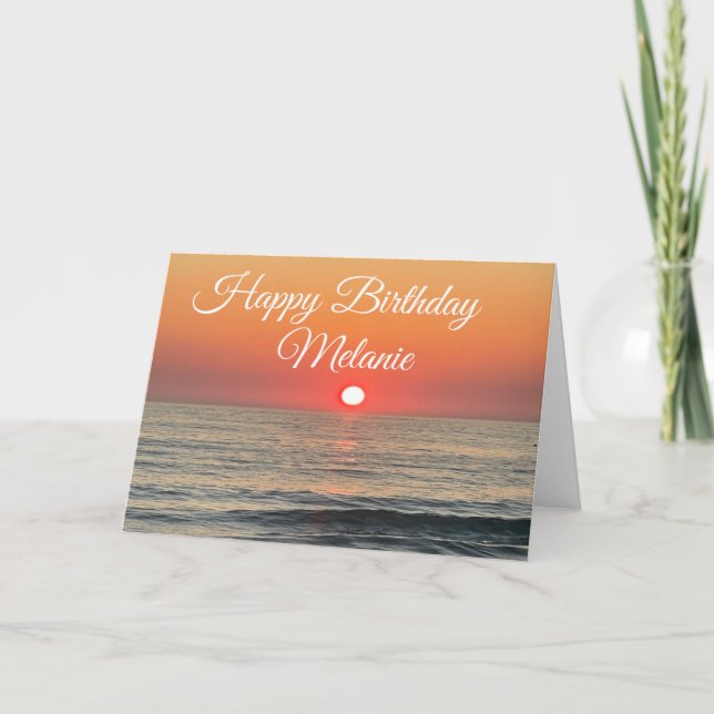 Carte d'anniversaire côtière coucher de soleil Ora (Devant)