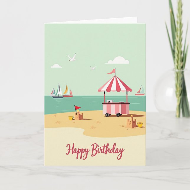 Carte d'anniversaire côtière douce (Devant)