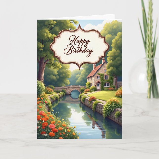 Carte d'anniversaire Cottage Sérénité (Devant)