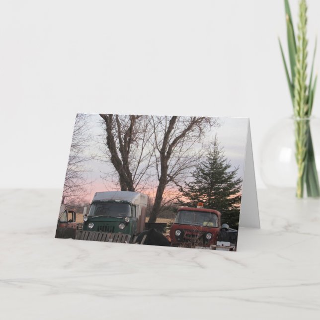 Carte d'anniversaire "Coucher de soleil à l'aquare (Devant)