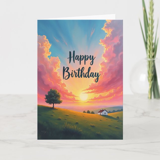 Carte d'anniversaire Coucher de soleil Ciel (Devant)