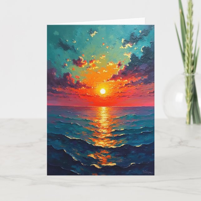 Carte d'anniversaire Coucher de soleil océanique (Devant)