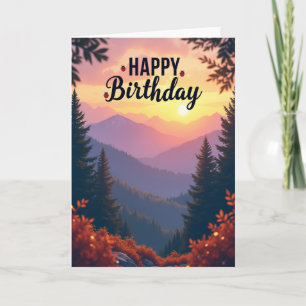 Carte d'anniversaire Coucher de soleil pictural
