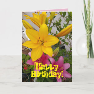 Carte d'anniversaire couleur rose Lily floral