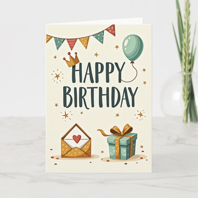 Carte d'anniversaire couronne (Devant)