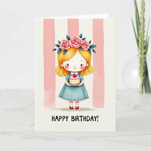 Carte d'anniversaire Couronne de Rose (Devant)