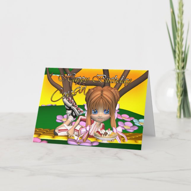 Carte d'anniversaire Cousin avec tarte coutie par  (Devant)